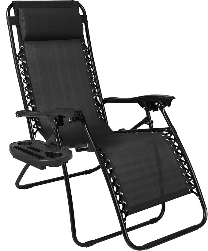 Best Choice Products Set of 2 Adjustable Steel Mesh Zero Gravity Lounge Chair Recliners w/Pillows and Cup Holder Trays - Photo 5