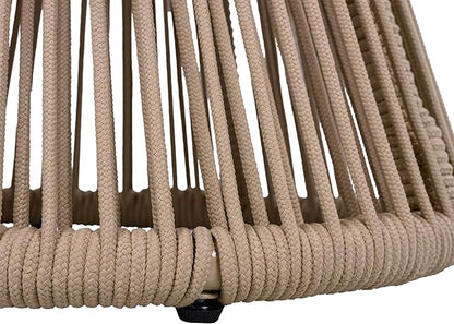 Christopher Knight Home Nara Acacia Wood Outdoor Side Table Set of 2, Hourglass Shaped with Metal Frame+Woven Rope, Outdoor End Table, Garden Plant Stand Indoor, No Assembly Needed, Beige+Light Teak