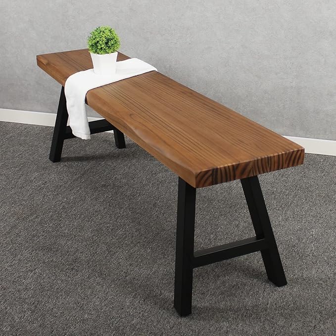 MBQQ 55 inch Outdoor Soild Wood Bench, Patio Picnic Bench - Photo 8