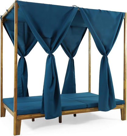 Christopher Knight Home Kinzie Outdoor DAYBED, Teak + Blue
