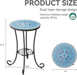 Side Table Outdoor, Mosaic Patio Table with Planter Stand, 22" H Iron Coffee End Table - Photo 2
