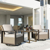 3 Piece Patio Chair Set, Outdoor Swivel Rocker Patio Chairs and Side Table, Metal Patio Furniture with Deep Seating - Photo 1