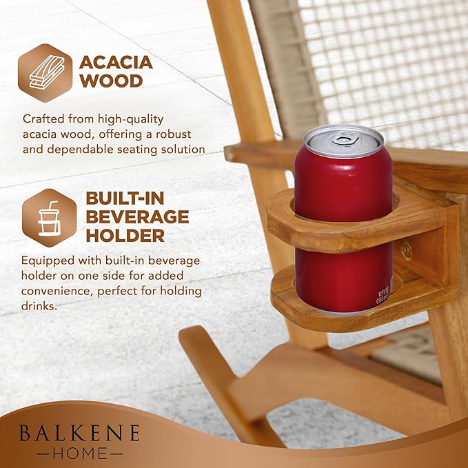 Balkene Home Outdoor Rocking Chair with Beverage Holder - Photo 4