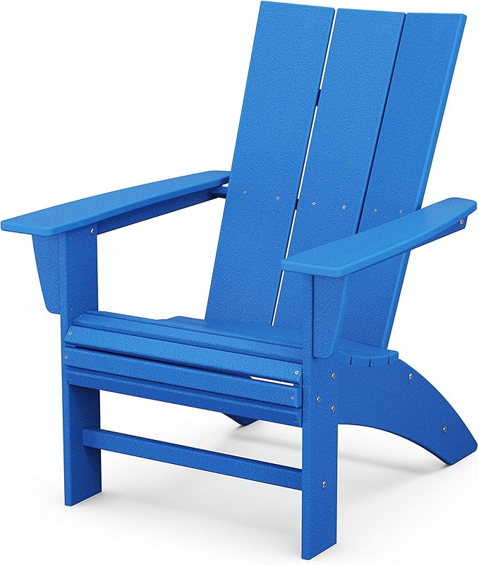 POLYWOOD Modern Curveback Adirondack Chair - All Weather Adirondack Chairs, Lounge Outdoor Chairs, Adirondack Chair Wood Look, Durable Plastic