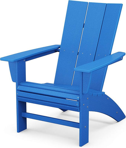 POLYWOOD Modern Curveback Adirondack Chair - All Weather Adirondack Chairs, Lounge Outdoor Chairs, Adirondack Chair Wood Look, Durable Plastic