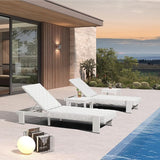 PURPLE LEAF Patio Chaise Lounge Modern Outdoor PU Leather Style Lounge Chair 4 Pieces with Adjustable Backrest Luxury - Photo 1