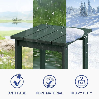 LZRS Adirondack Square Outdoor Side Table for Patio, Pool Composite Patio Table,HDPE End Tables for Backyard,Pool, Indoor Companion, Easy Maintenance & Weather Resistant(Dark Green)