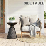 COSIEST Outdoor Side Table, Mushroom Shaped MgO Accent Table, Lightweight Patio End Table w Round Base - Photo 4