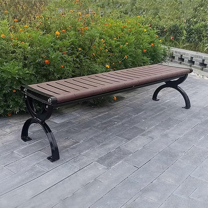 Outdoor Metal Garden Bench - Weather-Proof Park Furniture for Yard, Front Porch, and Pathway