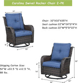 Rilyson Wicker Rocking Chair Swivel Chairs - 4 Piece Rocker Patio Chairs Set Rattan Rocking Chair for Outdoor Porch - Photo 2
