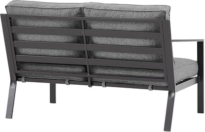 Crosley Furniture Clark Outdoor Sectional Left Side Loveseat, 2-Person Patio Couch for Deck, Backyard, Matte Black with Charcoal Cushions