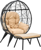 YITAHOME Egg Chair with Stand Outdoor Egg Lounge Chair with Cushion Wicker Chair PE Rattan Chair Footrest Included for - Photo 1