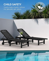 SERWALL Patio Chaise Lounge Chair, HDPE Outdoor Lounge Chair with Cup Holder - Photo 9