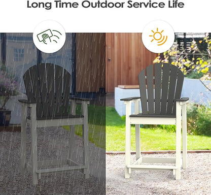 TYARDS Tall Adirondack Chair Set of 4, Recyclable HDPE Balcony Chair, Patio Chair with Widened Armrests and Footrest, Capacity 400LBS, Outdoor Chairs for Garden, Backyard