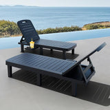 CDCASA Outdoor Chaise Lounge Set of 2, Pool Lounge Chairs w/5 Adjustable Positions & Side Tray - Photo 1