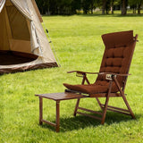 Bamboo Lounge Chair Folding Reclining Chair with Adjustable Backrest Folding Lounge Chairs with Cushion Max. Load - Photo 4