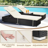 Outdoor Chaise Lounge Chairs, All-Weather Wicker Pool Lounge Chair Set of 2 with Side Table - Photo 4