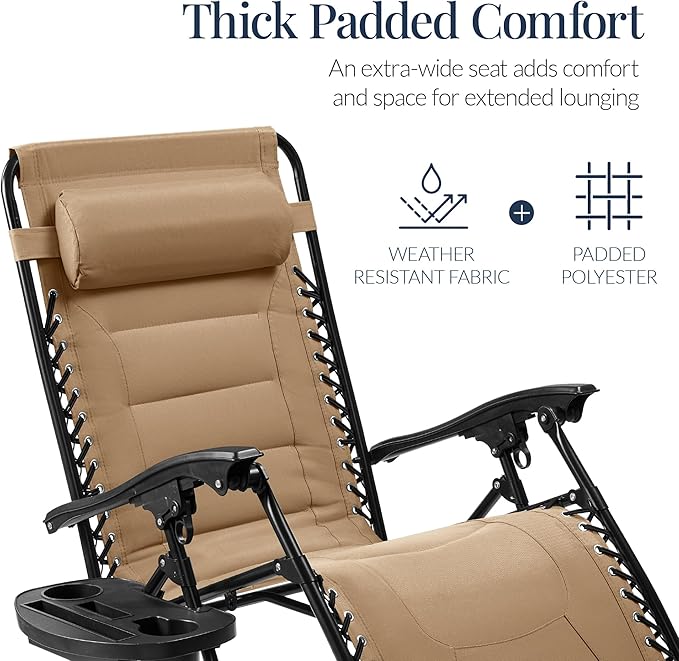 Best Choice Products Oversized Padded Zero Gravity Chair, Folding Outdoor Patio Recliner - Photo 4