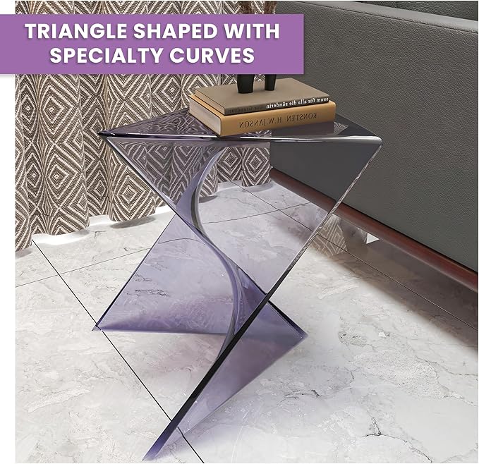 LeisureMod 15.75" Clear Stackable Plastic Side Table - Weather-Resistant Triangular Accent Table for Living Room, Patio - Photo 5