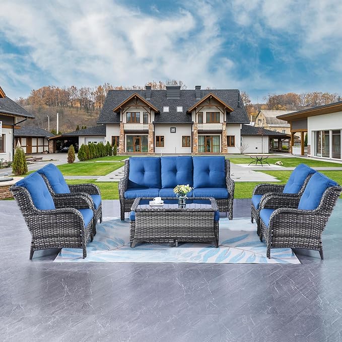 Rilyson Wicker Patio Furniture Chairs Set - 8 Piece Rattan Outdoor Patio Sectional Conversation Sets with Sofa - Photo 7