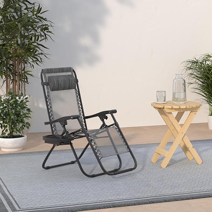 Devoko Patio Zero Gravity Chair Outdoor Folding Adjustable Reclining Chairs Pool Side Using Lawn Lounge Chair with - Photo 2