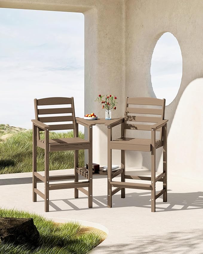 SERWALL Tall Adirondack Chairs Set of 2 with Connecting Table, Coffee