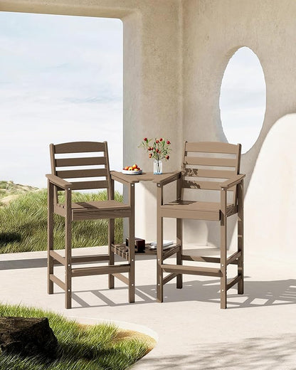 SERWALL Tall Adirondack Chairs Set of 2 with Connecting Table, Coffee