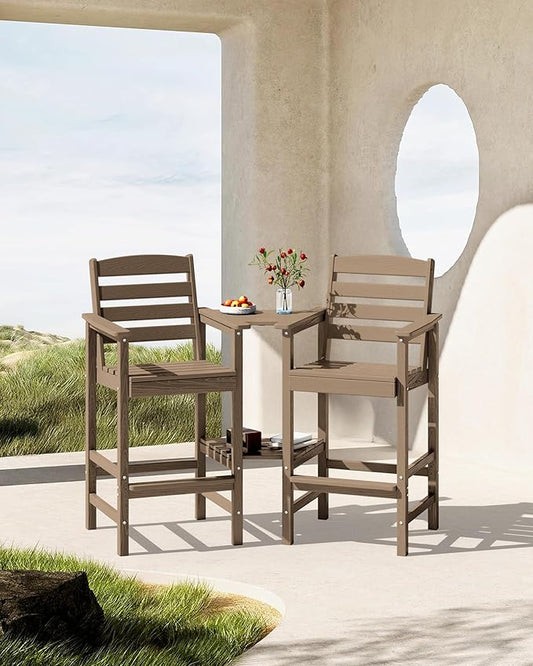 SERWALL Tall Adirondack Chairs Set of 2 with Connecting Table, Coffee