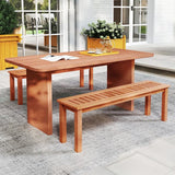 Giantex 47" Outdoor Bench with Slatted Seat, 705Lbs Capacity, Solid Wood Frame, Teak Oil Finish - Photo 4
