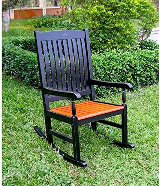 Maykoosh Outdoor Acacia Wood Rocker - Porch Rocking Chair, Antique Finish, UV Protected, Comfortable Seating, 32" Wide