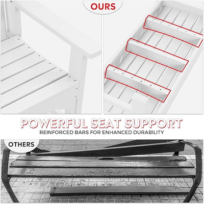 Costaelm Garden Bench, Farmhouse Park Front Porch for Entryway Bench Outdoor Seating Low Bench Patio Bench Outside/Indoor, White
