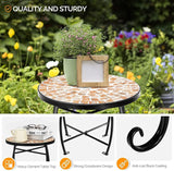 VINGLI Mosaic Outdoor Side Table, 14" Round End Table, Accent Table, Plant Stand Ideal for Pool Side, Porch, Patio - Photo 5