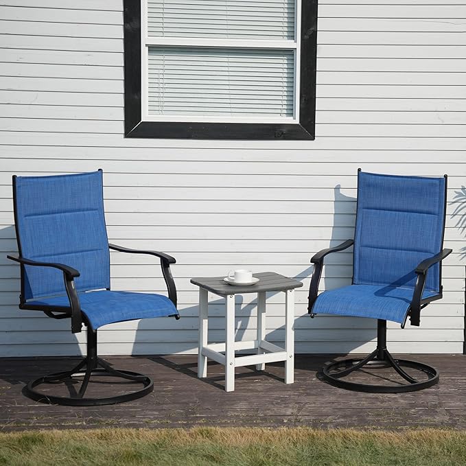 Outdoor Swivel Rocking Chairs Set of 2, High-Back Patio Dining Chairs, All-Weather Rotating Lounge Chairs for Garden - Photo 2