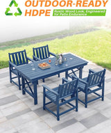 5 Pieces HDPE Patio Dining Set, Outdoor Table and Chairs with Umbrella Hole, Modern Outdoor Dining Set for 4 - Photo 7