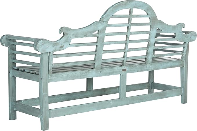 Safavieh Outdoor Collection Khara Bench, Beach House Blue