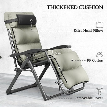 Outsunny Zero Gravity Chairs Set of 2, Reclining Folding Zero Gravity Lounge Chair, Outdoor Lounge Chairs with Removable Cushion, Headrest, and Cup Phone Holder Tray for Patio, Beach, Gray