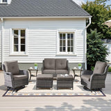 Belord 7 Piece Wicker Patio Furniture Set, Outdoor Swivel Rocker Chairs Set of 2 with Ottomans and Loveseat - Photo 1
