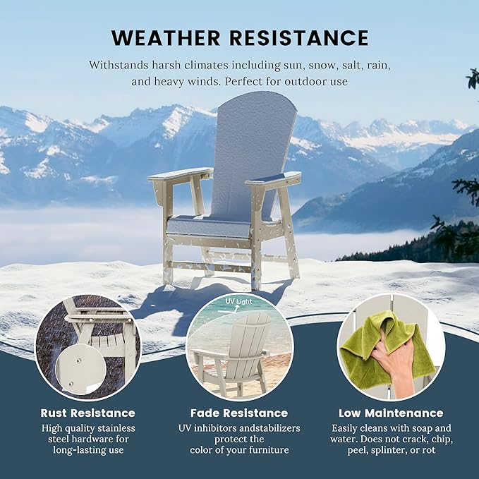 WO WESTIN OUTDOOR HDPE Laguna Adirondack Casual Patio Dining Chair,Sand