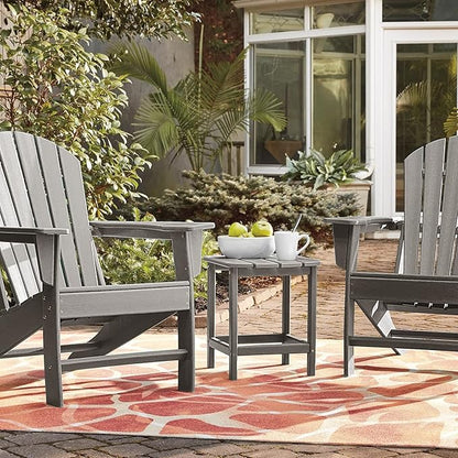 Giantex Side Table Outdoor Small Patio Table 18” Adirondack Table, Weather Resistant End Tables, Outside Square Tea Table for Patio, Backyard, Poolside, Garden, Balcony (2, Gray)