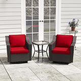 3 Pieces Patio Conversation Furniture Set - 2 Swivel Chairs, 1 Side Table - Photo 5