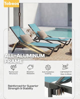 Outdoor Chaise Lounge Chair, 5-Position Adjustable Patio Lounge Chair with Ergonomic Aluminum Frame - Photo 4