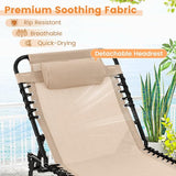 Goplus Chaise Lounge Chair Outdoor, Folding 5-Postion Beach Lounge Chair with Detachable Pillow, Side Pocket - Photo 6