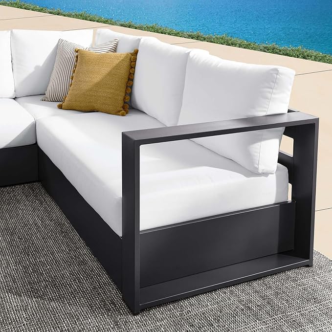 Modway Tahoe Aluminum 3-Piece Outdoor Patio Furniture Gray White - Photo 8