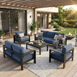 Solaste Aluminum Outdoor Patio Furniture Set, 7 Seats Patio Sectional Sofa with 5" Thick Cushion - Photo 9