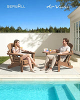 SERWALL Folding Adirondack Chair Set of 2, Outdoor Chairs with 4 in 1 Cup Holder, Wood Texture Adirondack Chairs - Photo 3