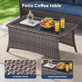 Belord 6 Piece Wicker Patio Furniture Set, Outdoor Swivel Rocker Chairs Set of 2 with Ottomans and Loveseat - Photo 8