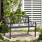 50" Metal Garden Bench, Black Outdoor Patio Bench for 2, Park-Style Comfort, Rust-Resistant with Smooth Armrests - Photo 2