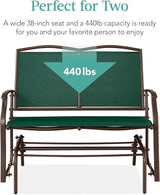 Best Choice Products 2-Person Outdoor Patio Swing Glider Steel Bench Loveseat Rocker for Deck, Porch w/Textilene Fabric - Photo 6