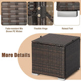 RELAX4LIFE Wicker Outdoor Storage Ottoman, 2-Piece Rattan Footstool w/Removable Cushion - Photo 6