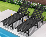 SERWALL Patio Chaise Lounge Set of 2, HDPE Outdoor Lounge Chair with Cup Holder - Photo 1